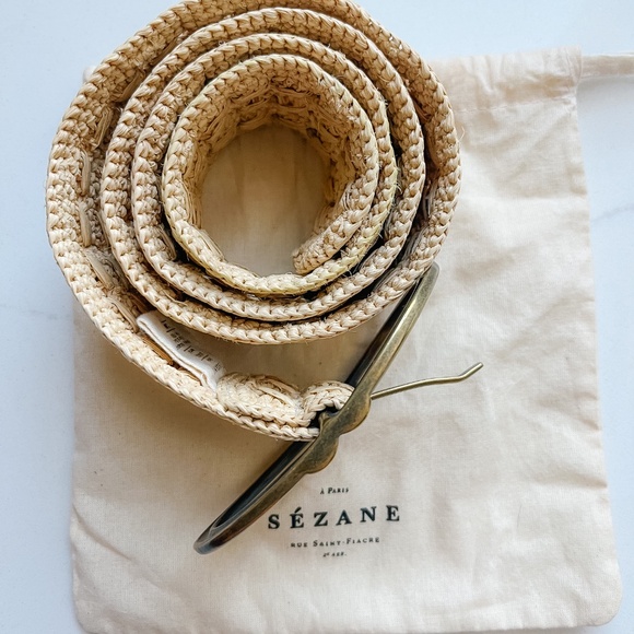 Sezane Fétiche Belt Raphia Naturel - Size 80 Small - Picture 4 of 6